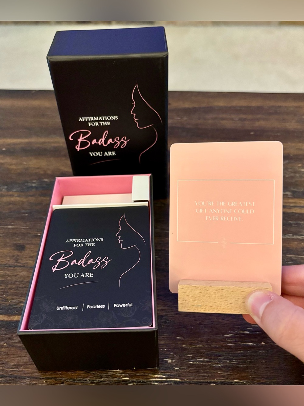 Globull 100 Badass Affirmation Cards with stand (female women daily empowerment)